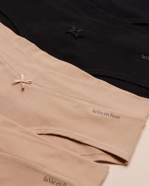 la Vie en Rose Panty Packs|Cotton Panties>5-Pack Cotton Hiphugger Panty Black/Latte