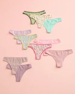 la Vie en Rose Panty Packs|Cotton Panties>10-Pack Cotton Thong Panty Assorted