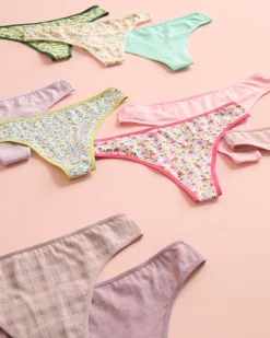 la Vie en Rose Panty Packs|Cotton Panties></noscript>10-Pack Cotton Thong Panty Assorted