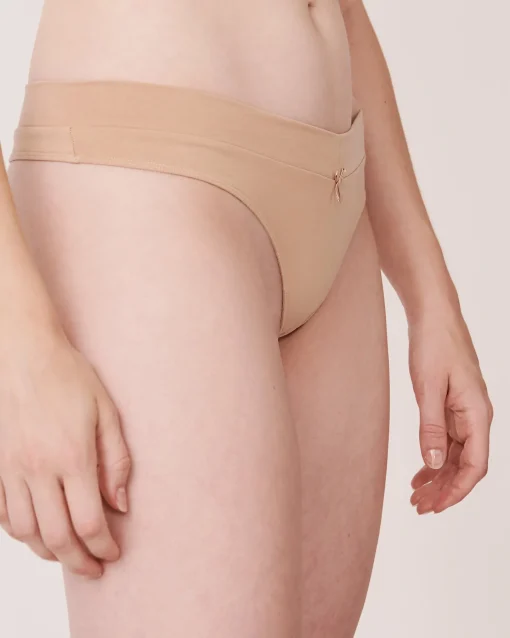 la Vie en Rose Panty Packs|Cotton Panties>5-Pack Cotton Thong Panty Black/Latte