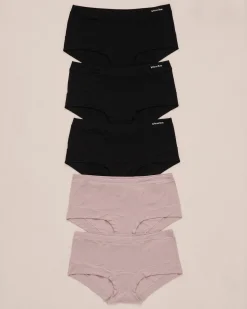 la Vie en Rose Panty Packs|Boyshort>5-Pack Modal Boyleg Panty Black/Shadow Grey