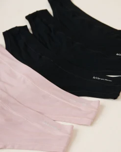 la Vie en Rose Panty Packs|Thong>5-Pack Modal Thong Panty Black/Shadow Grey