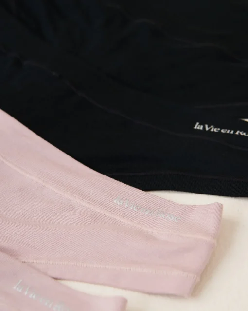 la Vie en Rose Panty Packs|Thong>5-Pack Modal Thong Panty Black/Shadow Grey