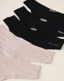 la Vie en Rose Panty Packs|Thong>5-Pack Perfect Fit Thong Panty Black/Shadow Grey