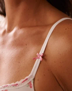 la Vie en Rose Demi Cup|Push-up></noscript>Push-up Demi Bra White/Rose Bouquet
