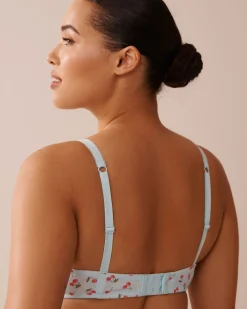 la Vie en Rose T-shirt Bras|Demi Cup>Push-up Demi Cotton Bra Pale Blue/Cherry