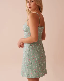 la Vie en Rose The Peachy Dream Collection|Nightshirts>Rabbit & Strawberry Print Super Soft Nightie Green/Rabbits & Strawberries