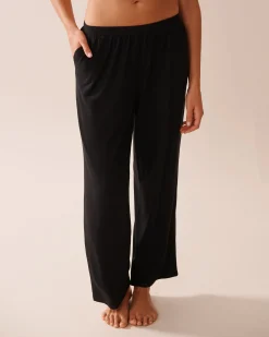 la Vie en Rose Modal Pajamas|Bottoms>Ribbed Modal Pants Black