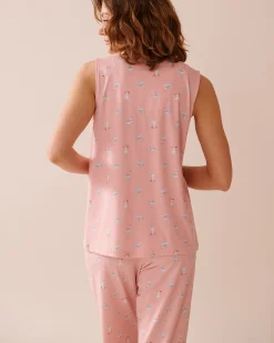 la Vie en Rose The Peachy Dream Collection|Tops>Seagull Print Super Soft Sleeveless Button-down Shirt Pink/Seagull