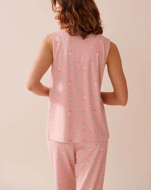 la Vie en Rose The Peachy Dream Collection|Tops>Seagull Print Super Soft Sleeveless Button-down Shirt Pink/Seagull