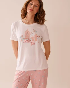 la Vie en Rose The Peachy Dream Collection|Tops></noscript>Seagull Print Super Soft T-shirt White