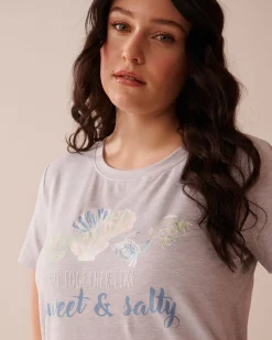 la Vie en Rose The Peachy Dream Collection|Tops></noscript>Seashell Print Super Soft T-shirt Grey
