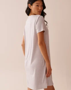 la Vie en Rose The Peachy Dream Collection|Nightshirts>Seashell Print Super Soft Sleepshirt Grey