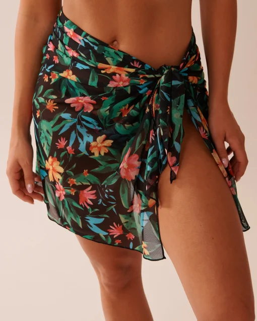la Vie en Rose Beachwear>Short Mesh Pareo Midnight Tropics