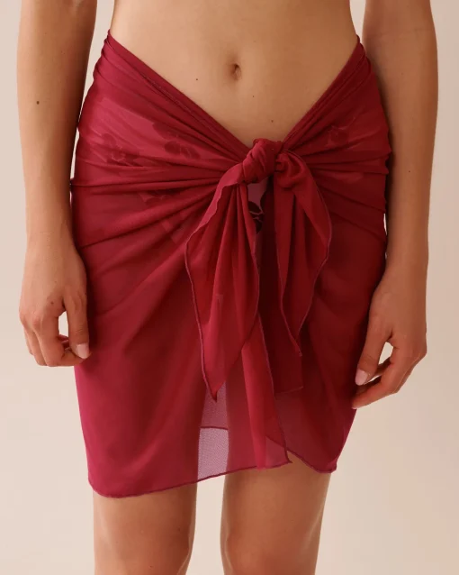la Vie en Rose Beachwear>Short Mesh Pareo Deep Red