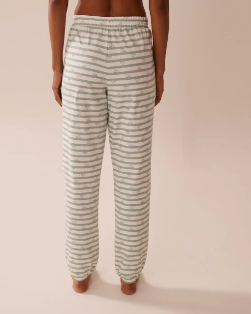 la Vie en Rose Cotton Pajamas|Bottoms>Snail Print Cotton Jogger Pajama Pants Frosty Green/Snails