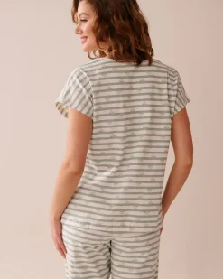 la Vie en Rose Cotton Pajamas|Tops>Snail Print Cotton T-shirt Frosty Green/Snails