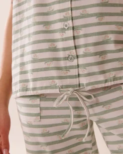la Vie en Rose Cotton Pajamas|Tops></noscript>Snail Print Cotton T-shirt Frosty Green/Snails