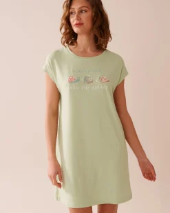 la Vie en Rose The Peachy Dream Collection|Nightshirts>Snail Print Super Soft Sleepshirt Meadow Green