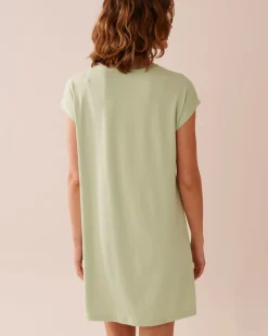 la Vie en Rose The Peachy Dream Collection|Nightshirts>Snail Print Super Soft Sleepshirt Meadow Green