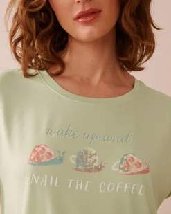 la Vie en Rose The Peachy Dream Collection|Nightshirts></noscript>Snail Print Super Soft Sleepshirt Meadow Green