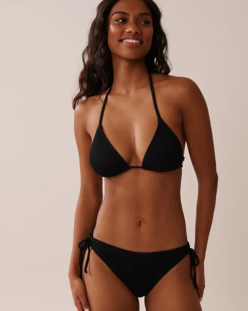 la Vie en Rose Always So Chic|Texture Play>SOLID Ribbed Triangle Bikini Top Black