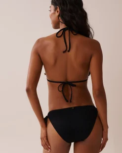 la Vie en Rose Always So Chic|Texture Play></noscript>SOLID Ribbed Triangle Bikini Top Black