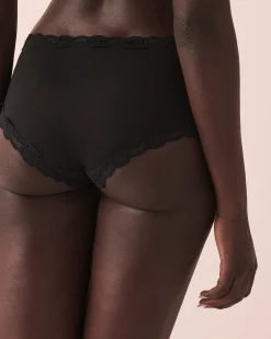 la Vie en Rose The Peachy Dream Collection|Boyshort>Super Soft Lace Trim Boyleg Panty Black