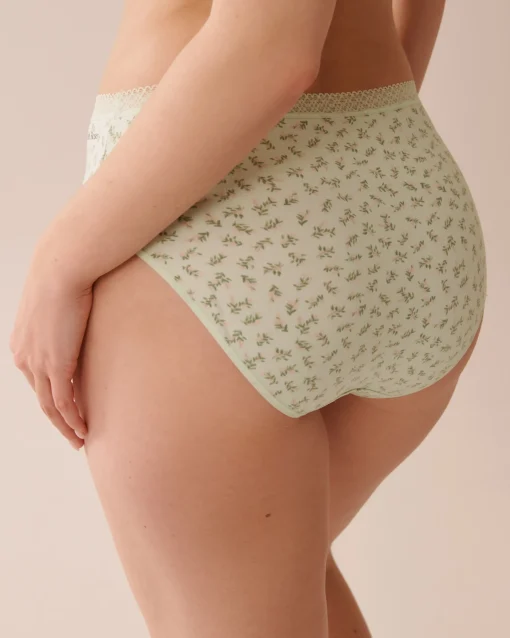 la Vie en Rose The Peachy Dream Collection|High Waist>Super Soft Lace Trim High Waist Bikini Panty Small Bouquets