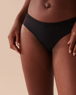 la Vie en Rose The Peachy Dream Collection|Thong>Super Soft Lace Trim Thong Panty Black
