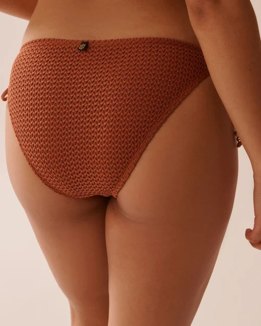 la Vie en Rose Texture Play|On Neutral Ground>Crochet Side Tie Brazilian Bikini Bottom Terracotta