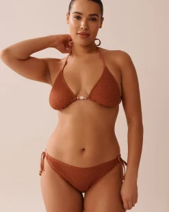 la Vie en Rose Texture Play|On Neutral Ground></noscript>Crochet Side Tie Brazilian Bikini Bottom Terracotta