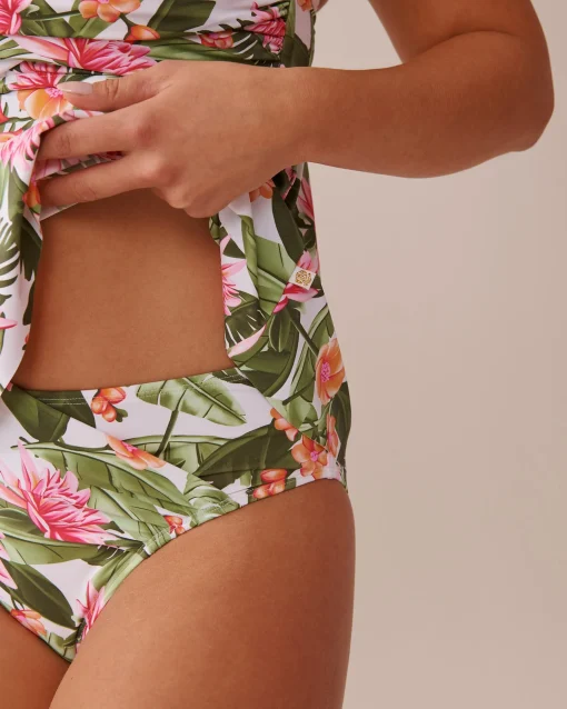 la Vie en Rose Supportive Swimwear|Tankinis>WATER LILY D Cup Cross-over Tankini Top Tropical Water Lily