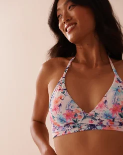 la Vie en Rose Tops></noscript>WATERCOLOR Criss-Cross Triangle Bikini Top Watercolour Flowers