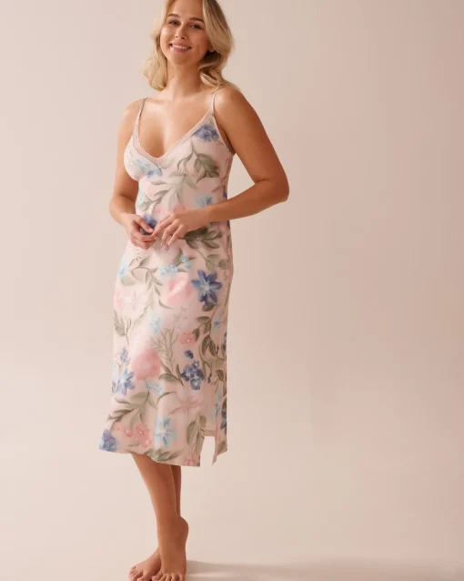 la Vie en Rose The Peachy Dream Collection|Nightshirts>Watercolor Flower Print Super Soft Nightie Watercolour Flowers