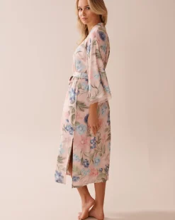 la Vie en Rose The Peachy Dream Collection></noscript>Watercolor Flower Print Super Soft Kimono Watercolour Flowers