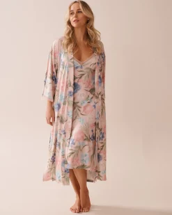 la Vie en Rose The Peachy Dream Collection></noscript>Watercolor Flower Print Super Soft Kimono Watercolour Flowers