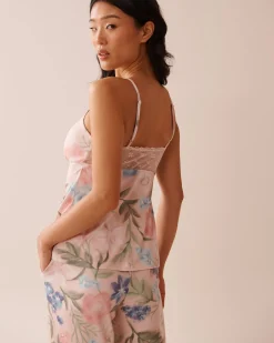 la Vie en Rose The Peachy Dream Collection|Tops>Watercolor Flower Print Super Soft Cami Watercolour Flowers