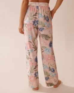 la Vie en Rose The Peachy Dream Collection|Bottoms>Watercolor Flower Print Super Soft Pajama Pants Watercolour Flowers